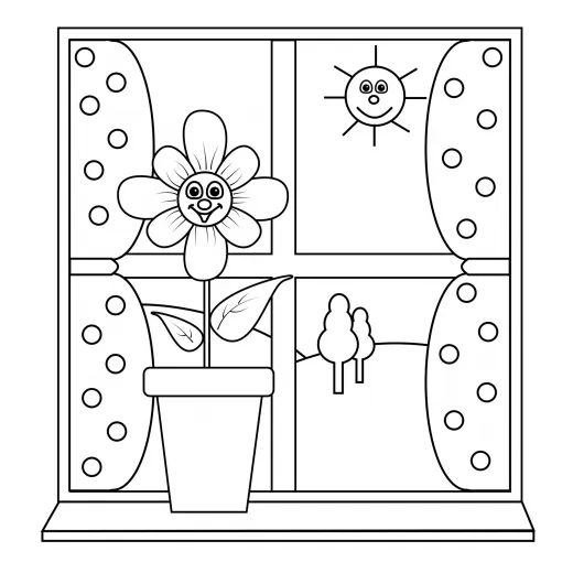 Coloring page sunny window kidspressmagazine