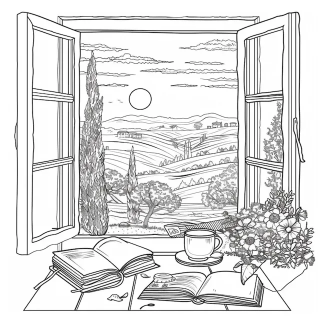 15,000+ window view coloring page pictures