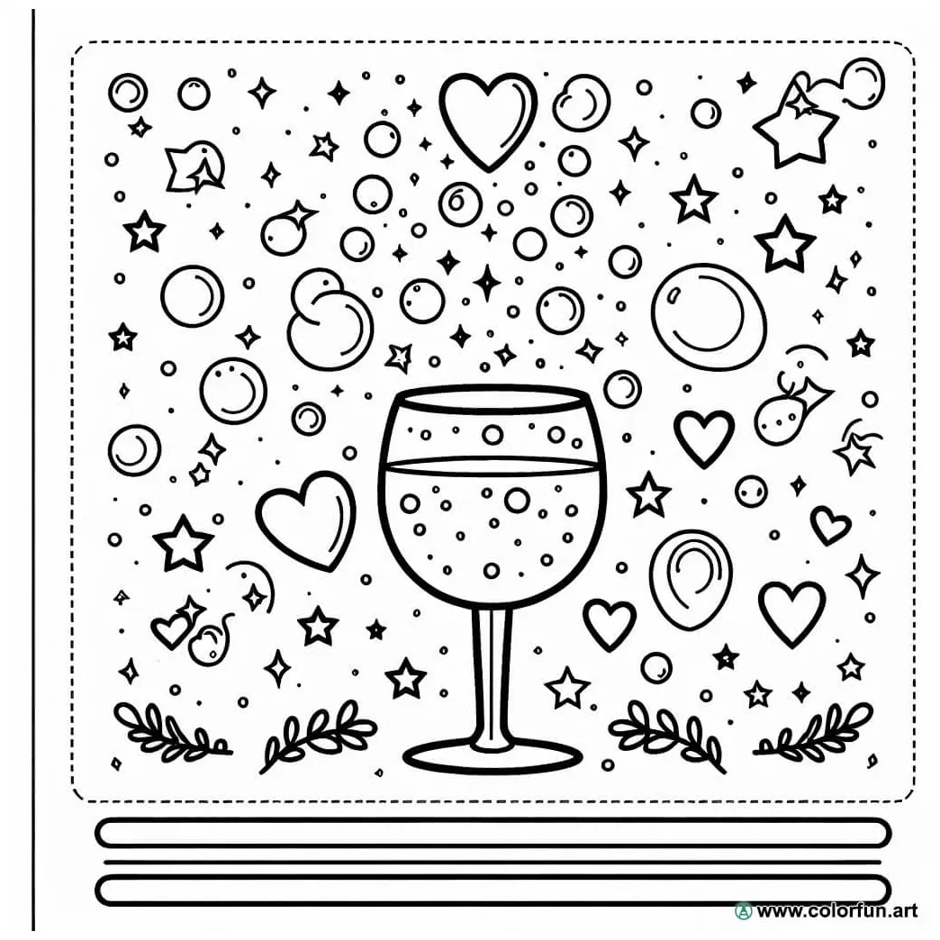 Coloring page of a wine glass download or print for free