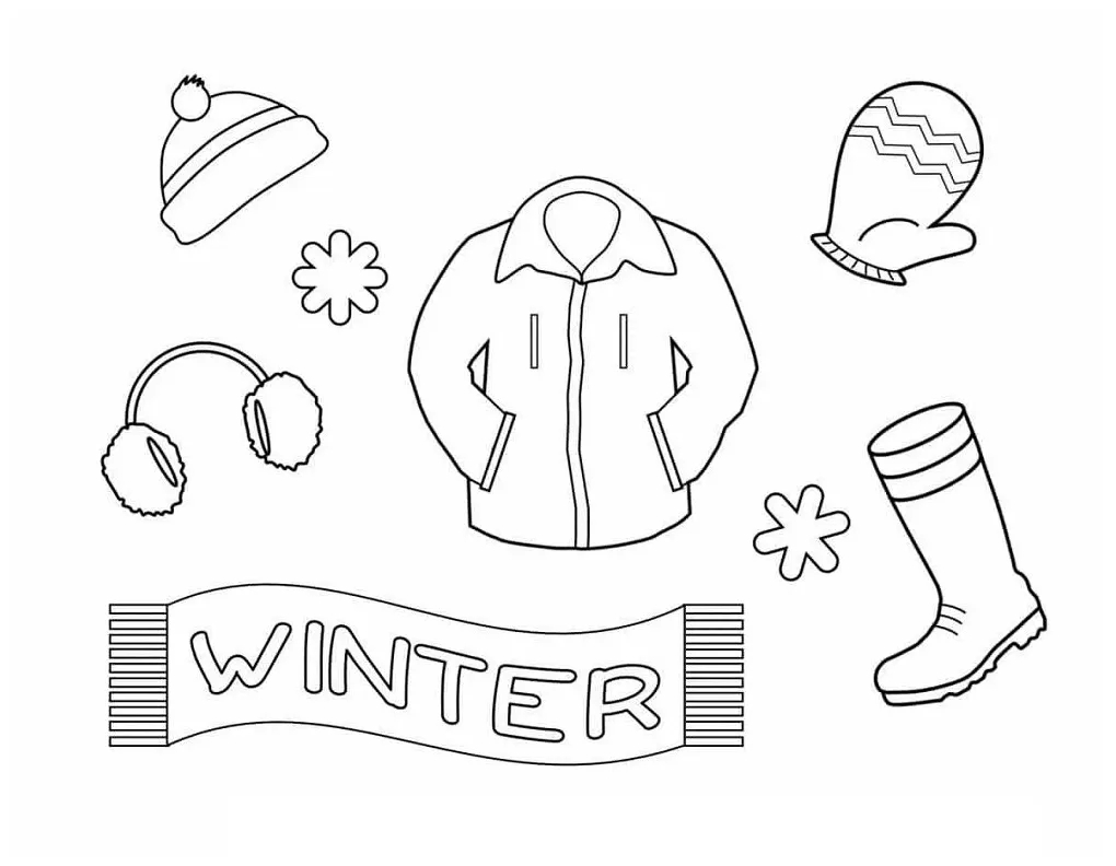 Winter wear coloring pages & book for kids