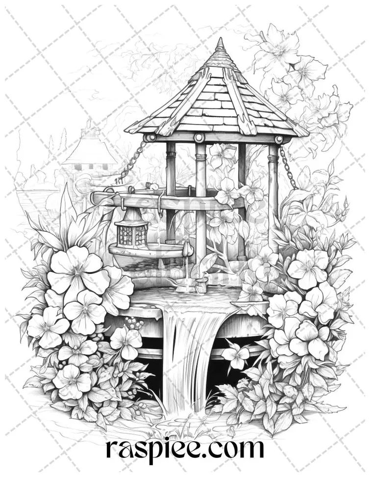 Wishing well coloring sheets coloring pages