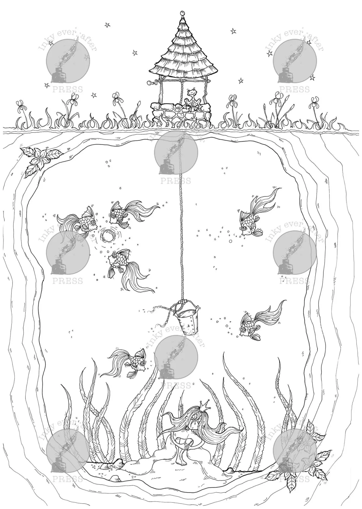 Wishing well coloring sheets coloring pages