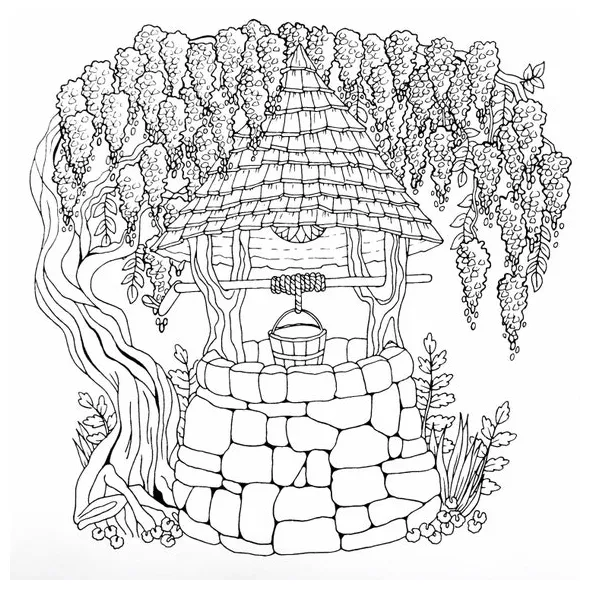 Wishing well coloring sheets coloring pages