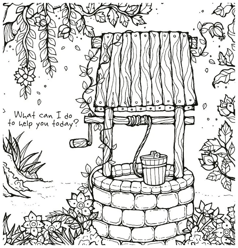 Wishing well coloring sheets coloring pages