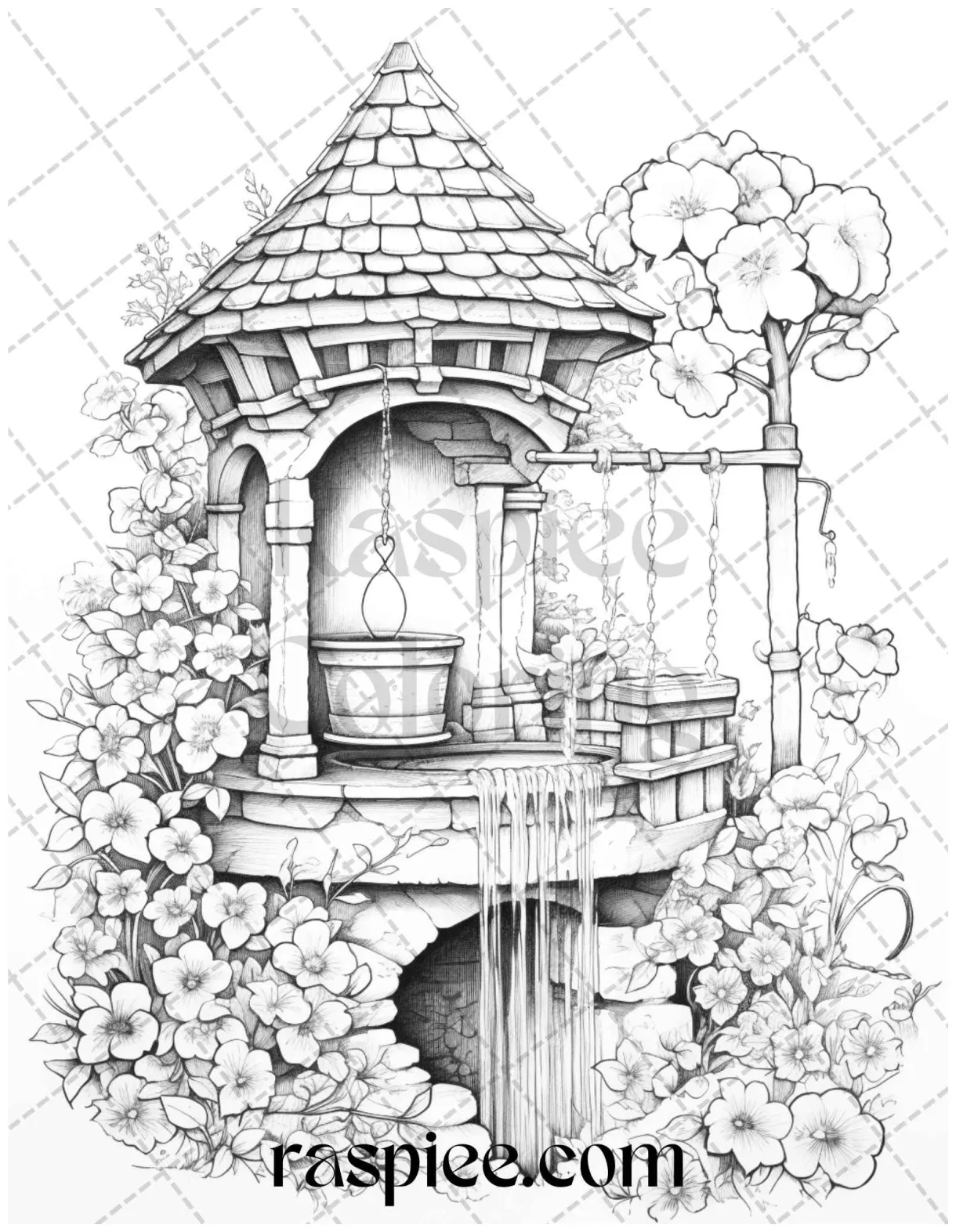 Wishing well coloring sheets coloring pages