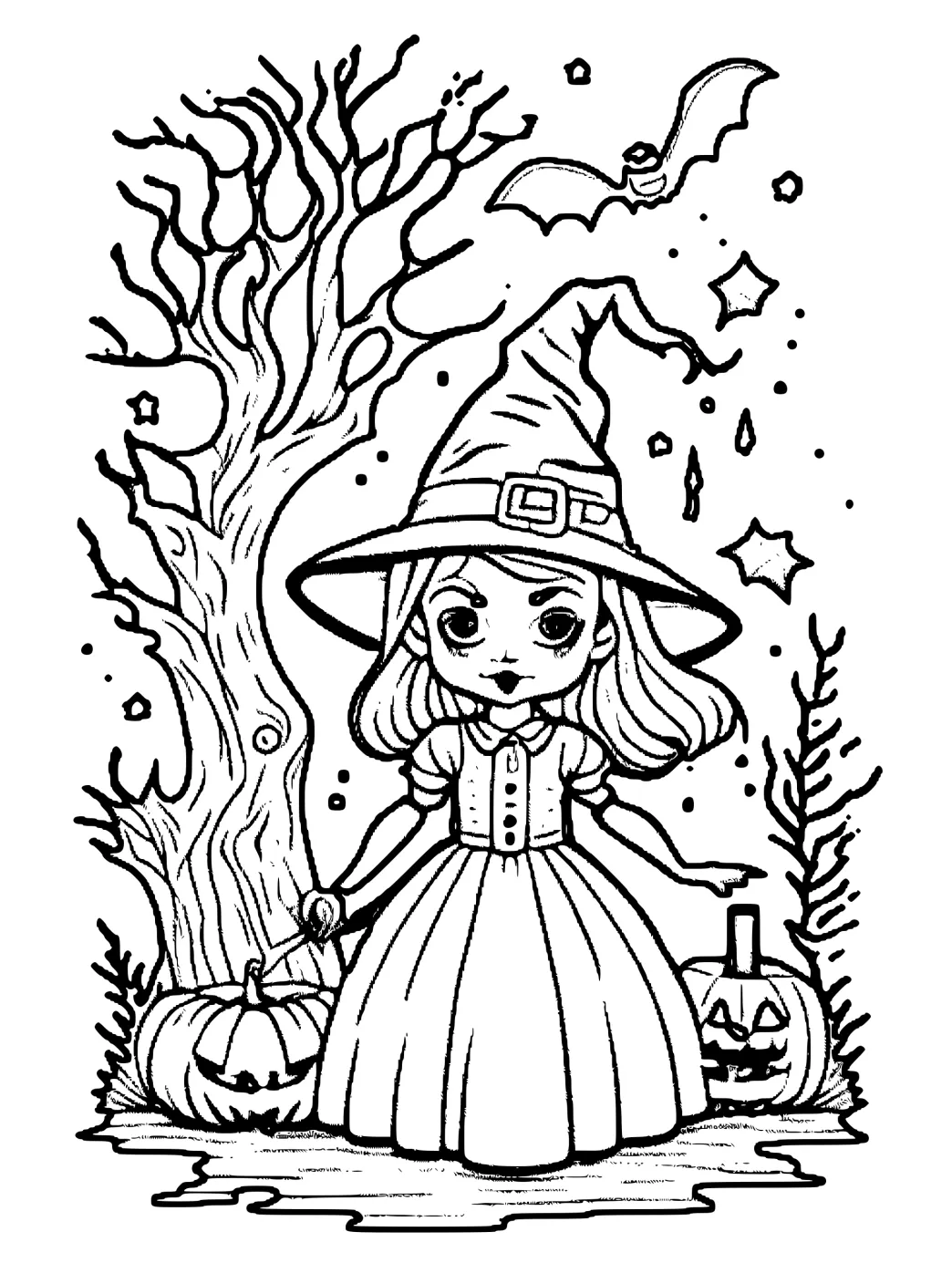 Unleash your inner witch with this coloring page!