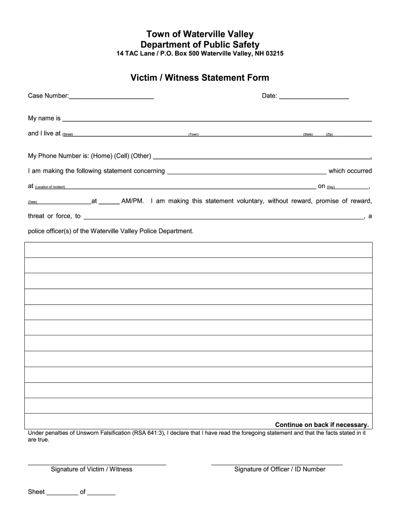 Nh victimwitness statement form fill online, printable, fillable