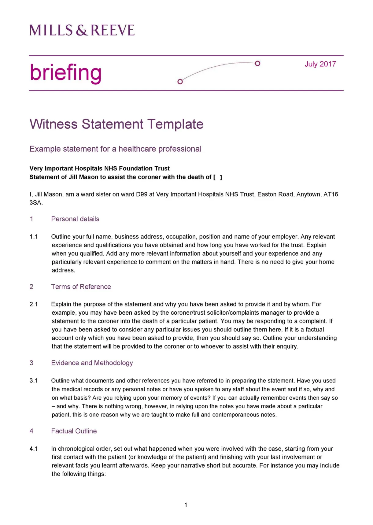 Witness statement template