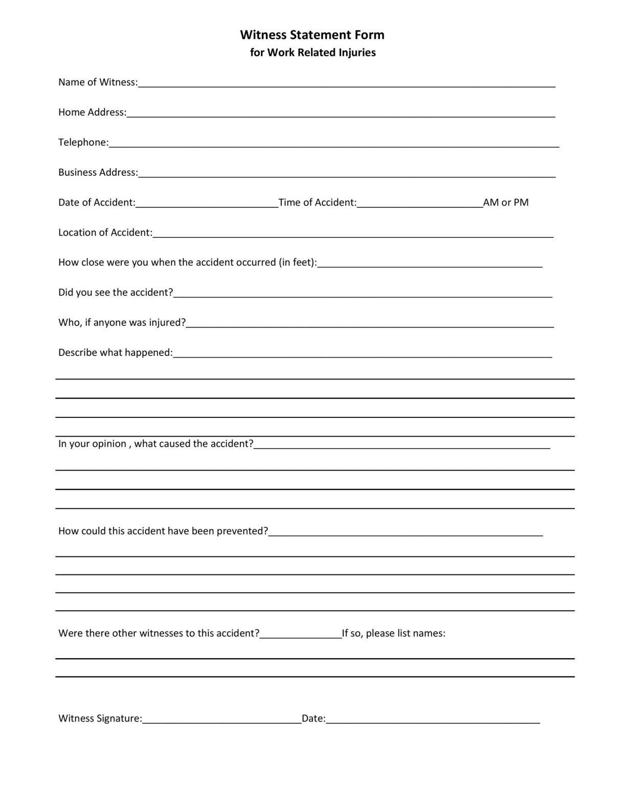 Witness statement template