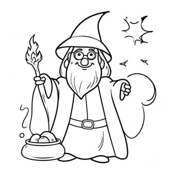 Charming wizard casting spells coloring page coloring-pages
