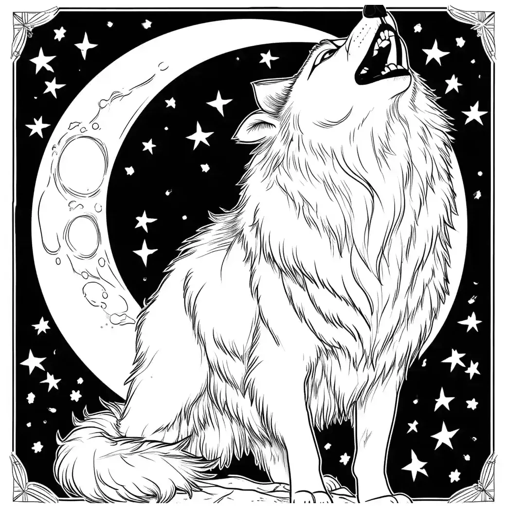 Wolf howling at the moon coloring page lulu pages