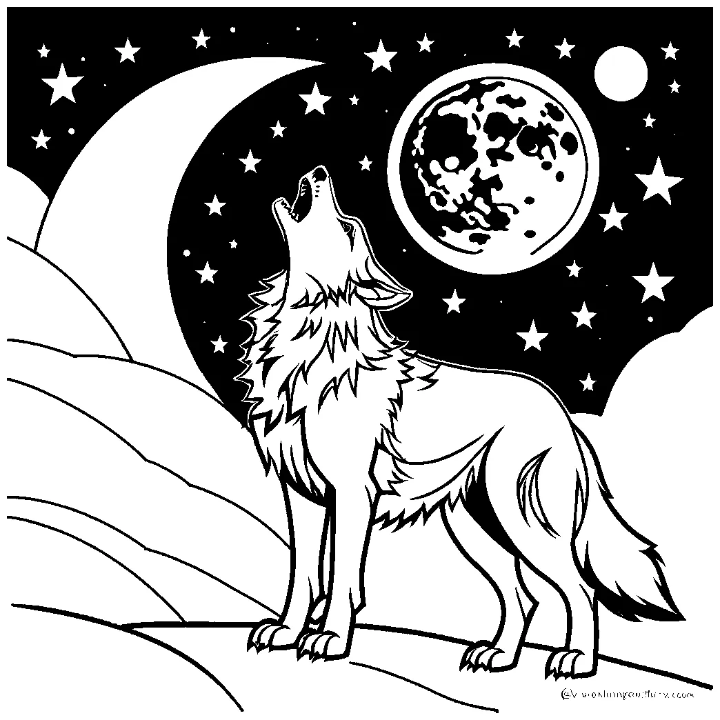 Howling wolf at the moon coloring page lulu pages