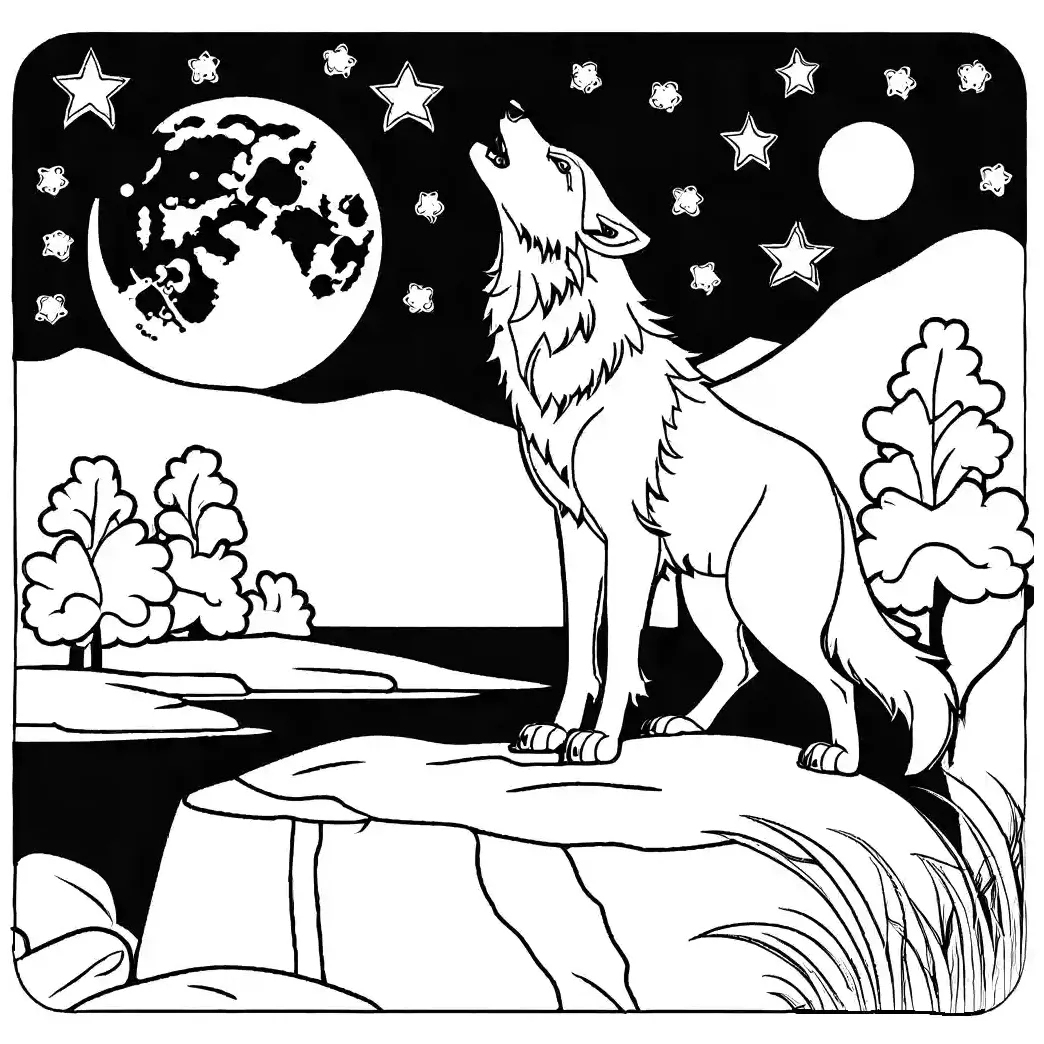 Wolf howling at the moon coloring page lulu pages