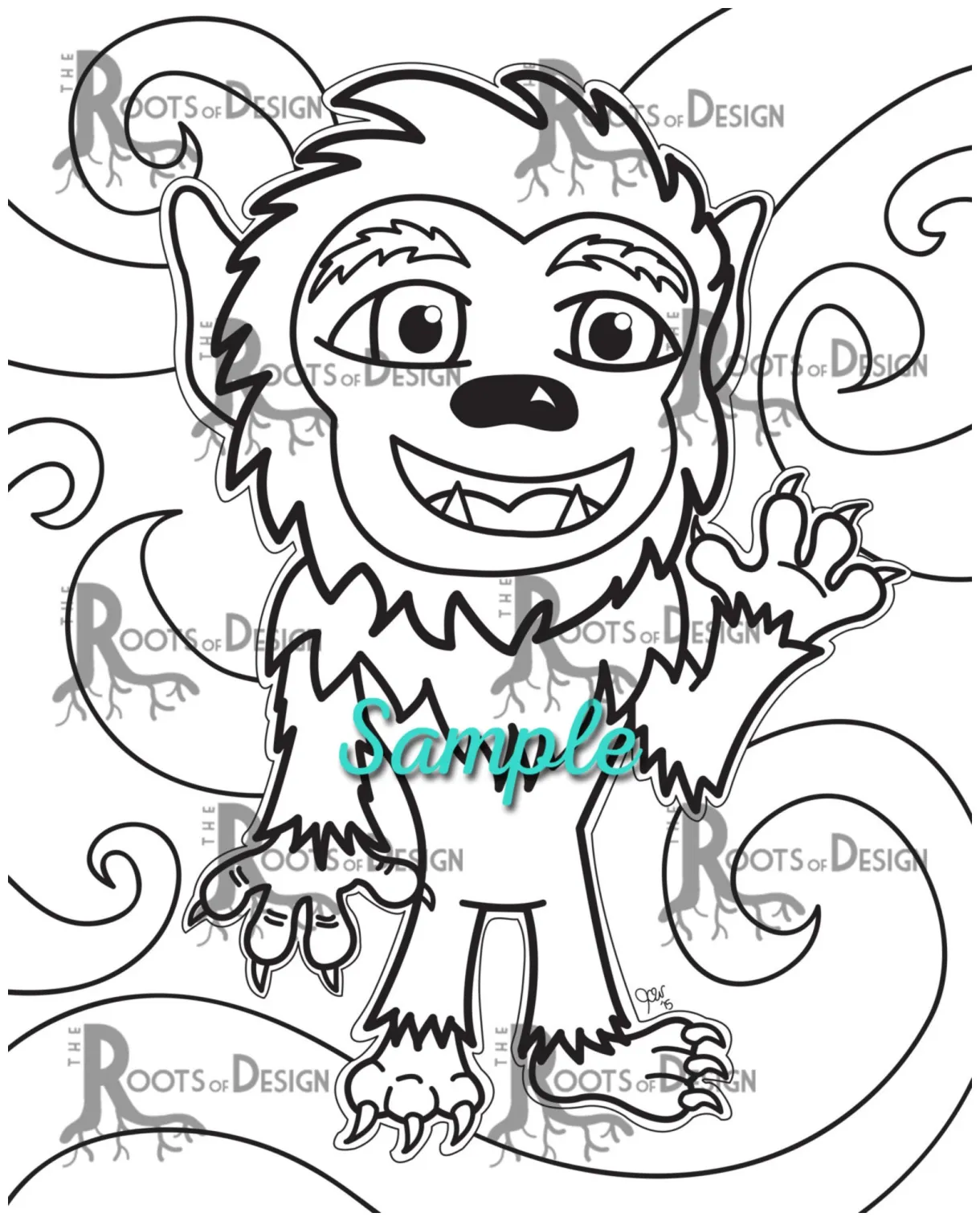 Instant download happy wolfman coloring coloring page print etsy