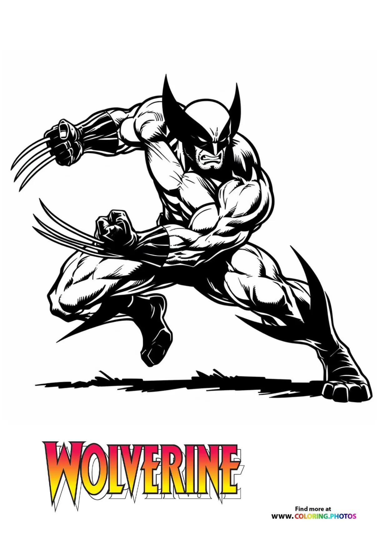 Wolverine in action - Coloring Pages for kids