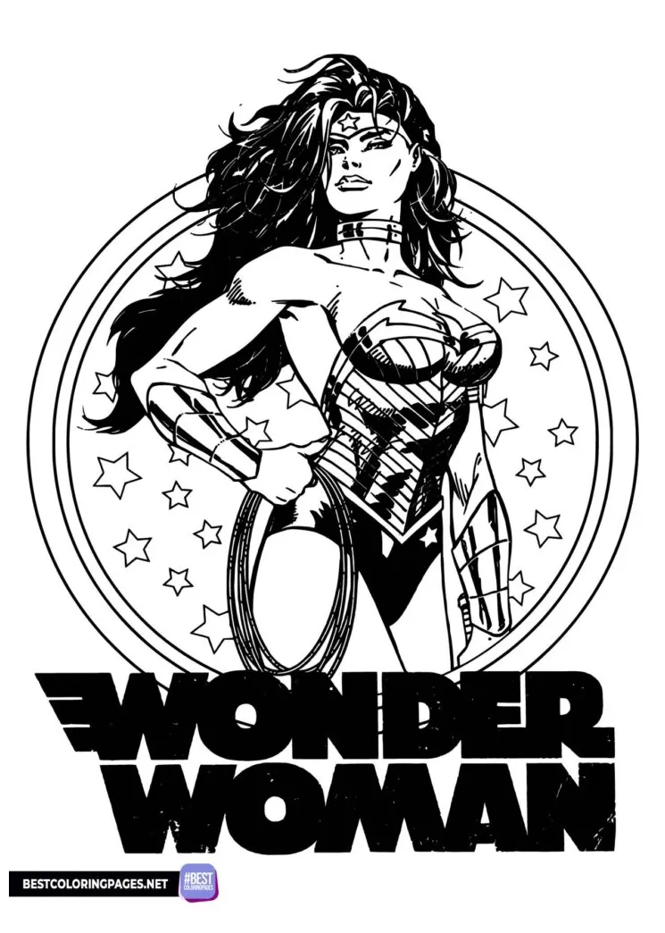 Wonder woman colouring page free printable coloring pages