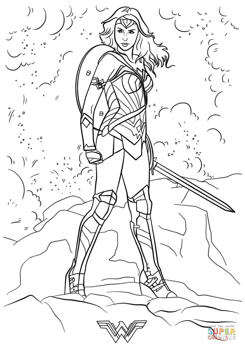 Wonder woman coloring page free printable coloring pages