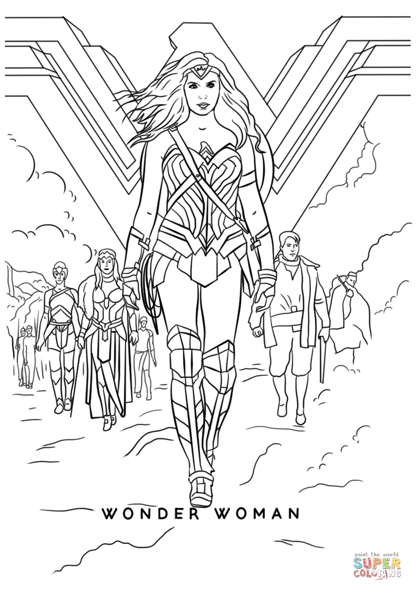 Wonder woman movie coloring page free printable coloring pages