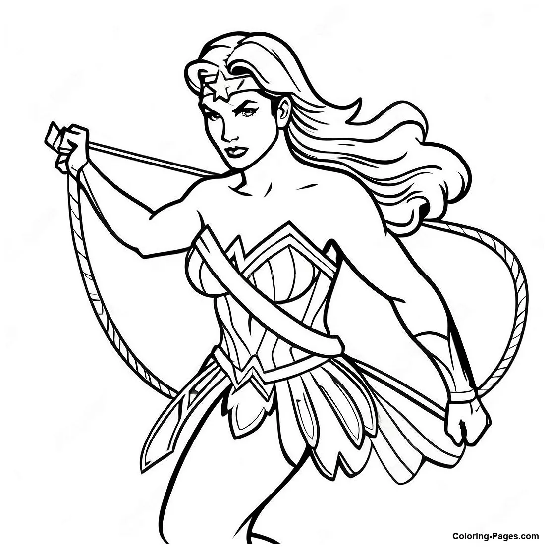 Wonder woman with her lasso of truth coloring page coloring-pages