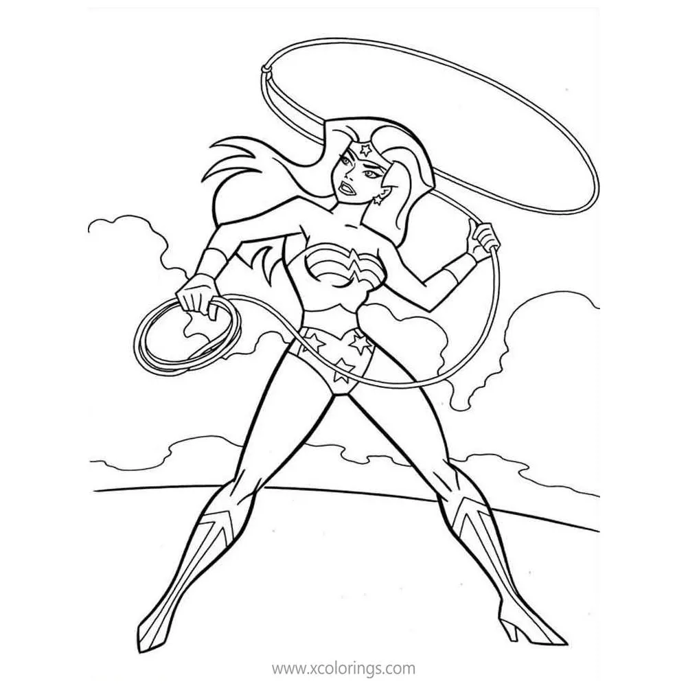 Animated wonder woman with lasso coloring pages xcolorings