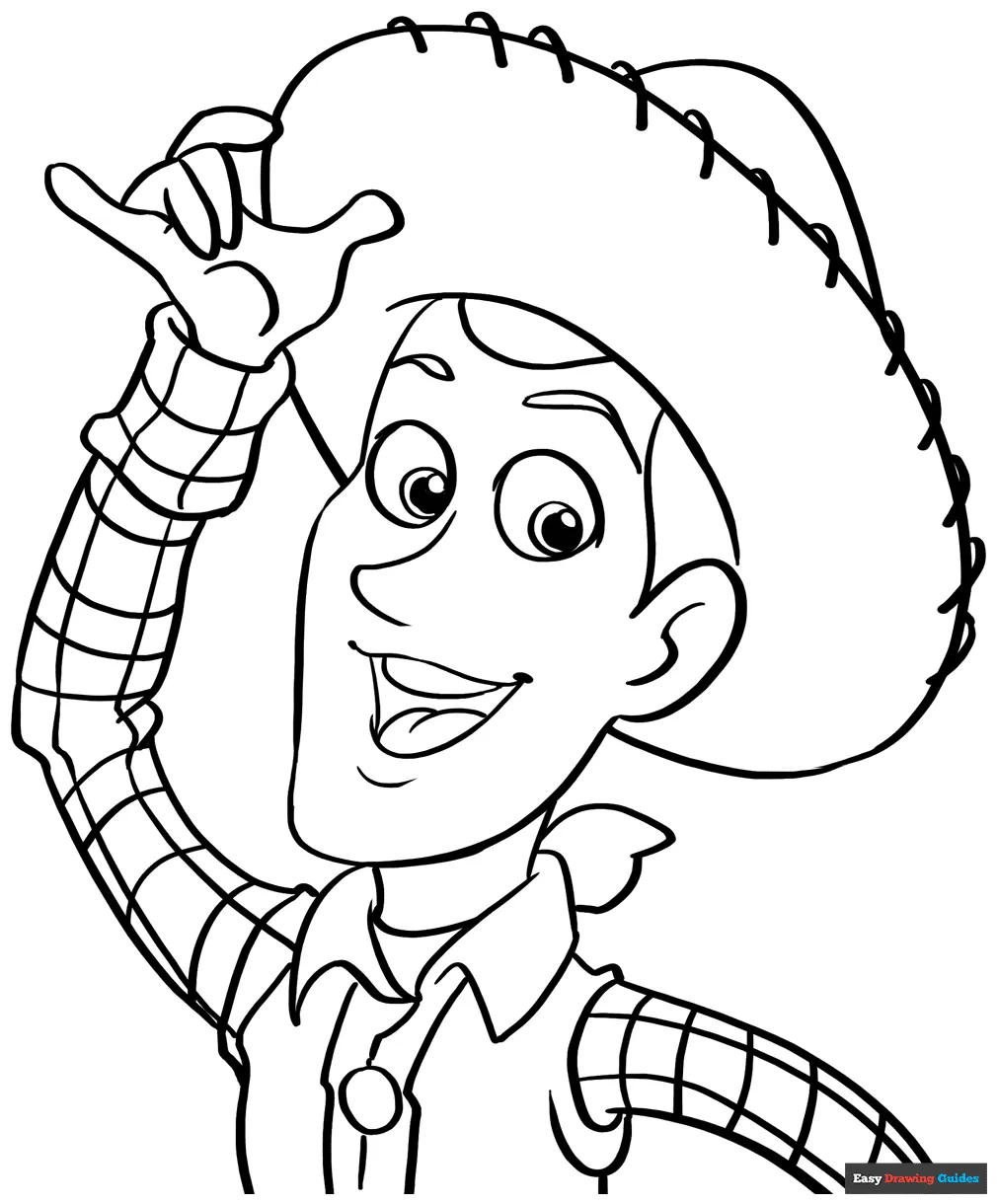 Woody from toy story coloring page easy drawing guides