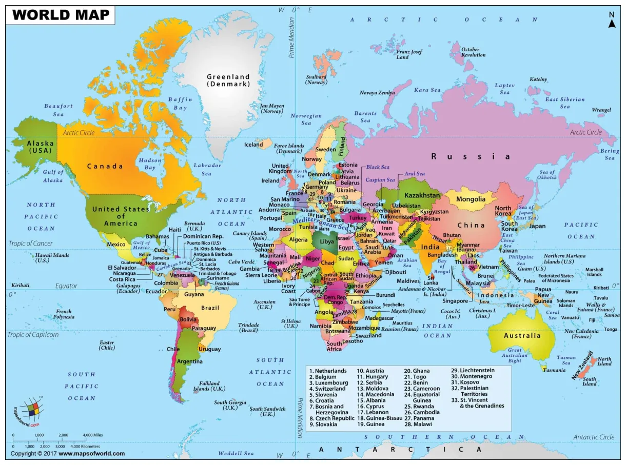 World map, large world map