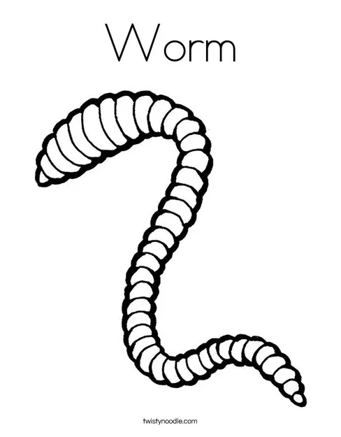 Worm coloring page twisty noodle printable coloring page