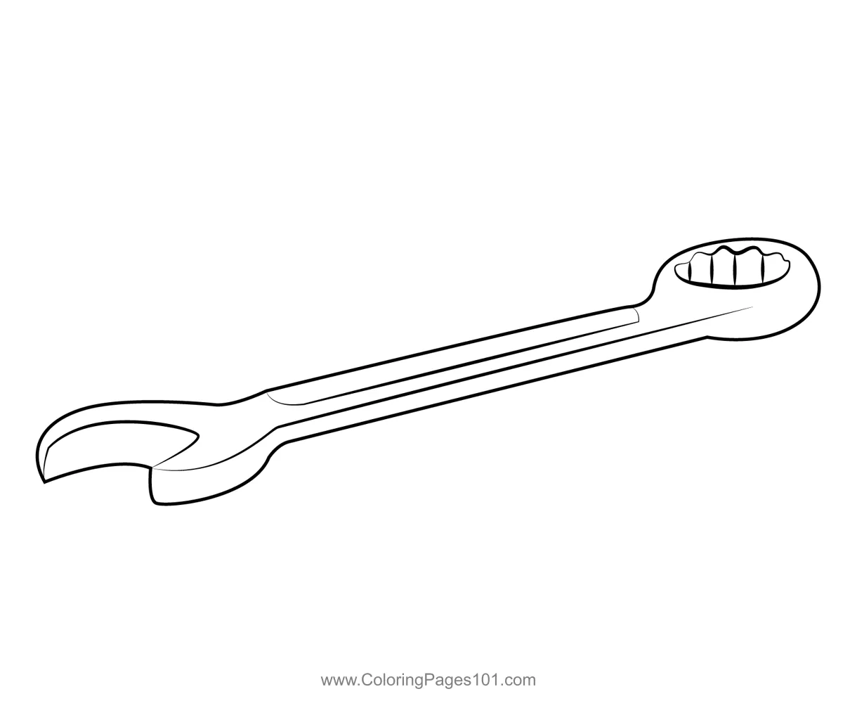 Wrench spanner coloring page for kids free hardware tools printable