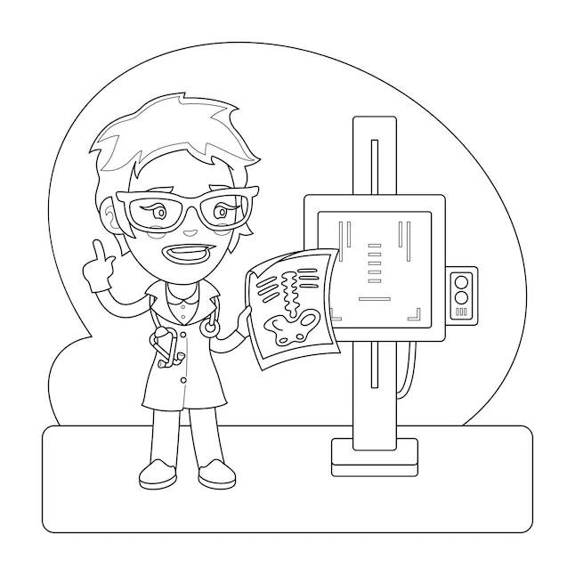 Premium vector xray operator coloring page