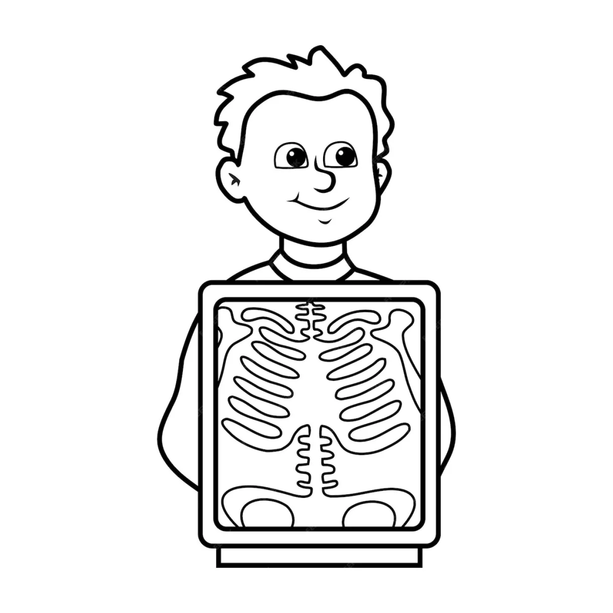 Premium vector coloring boy xray cartoon vector illustration cute boy