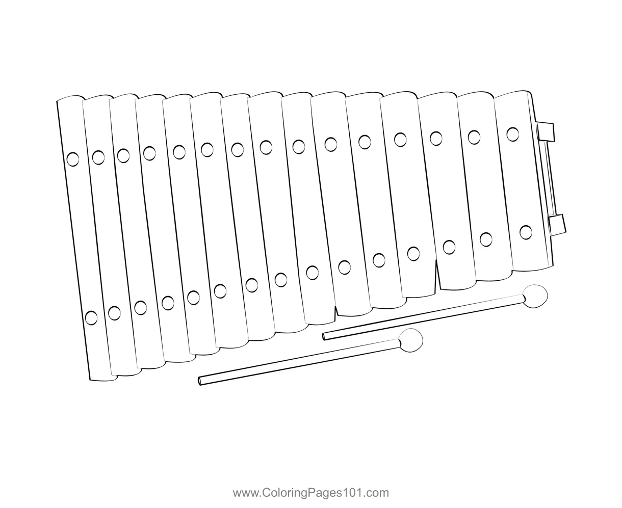 Wooden xylophone 2 coloring page for kids free xylophone printable