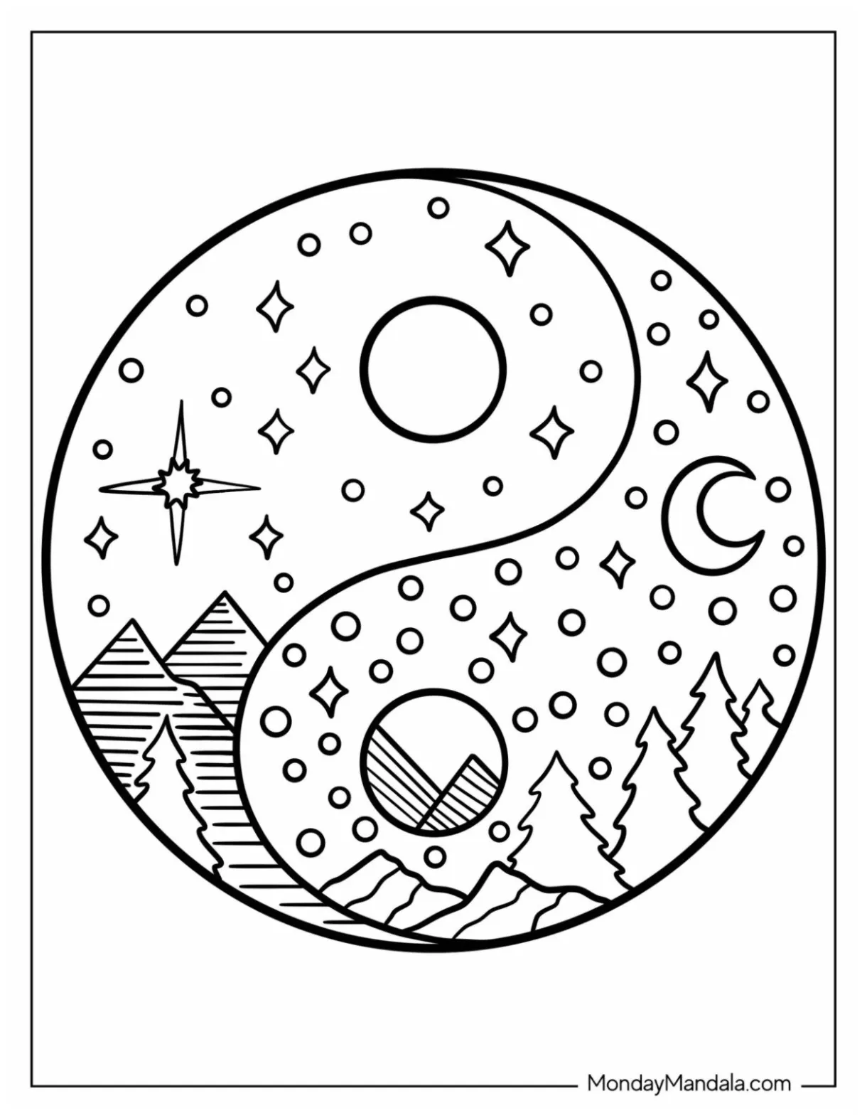 20 yin & yang coloring pages free pdf printables