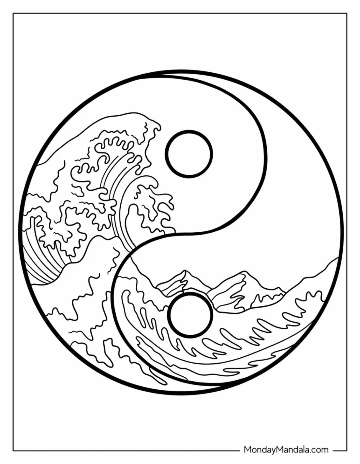 20 yin & yang coloring pages free pdf printables