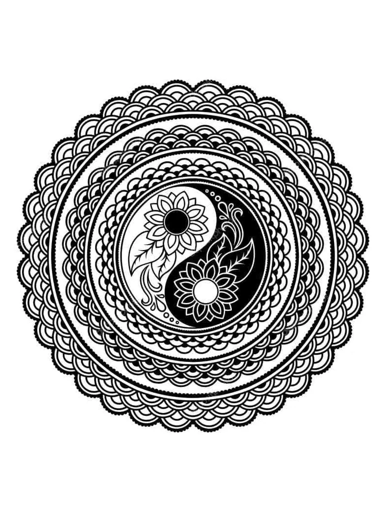 Fantastic Yin Yang coloring page - Download, Print or Color Online for Free