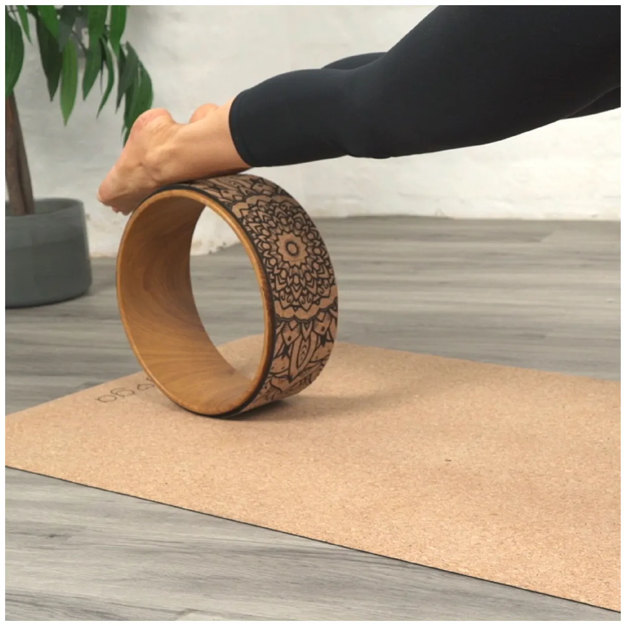 Natural cork yoga wheel, yoga products, vegan, eco-friendly, yoga wheel