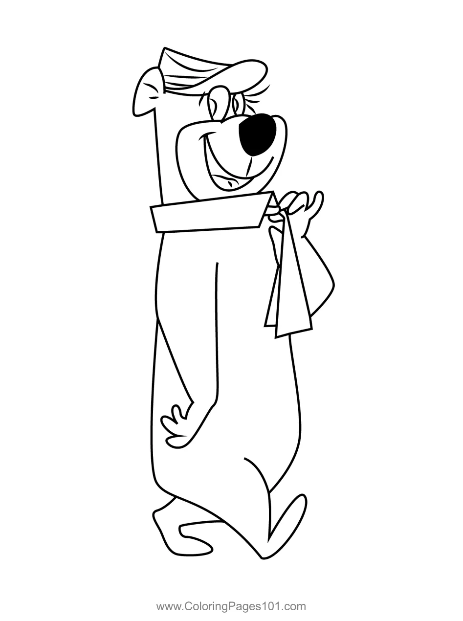 Yogi bear walking coloring page for kids free yogi bear printable