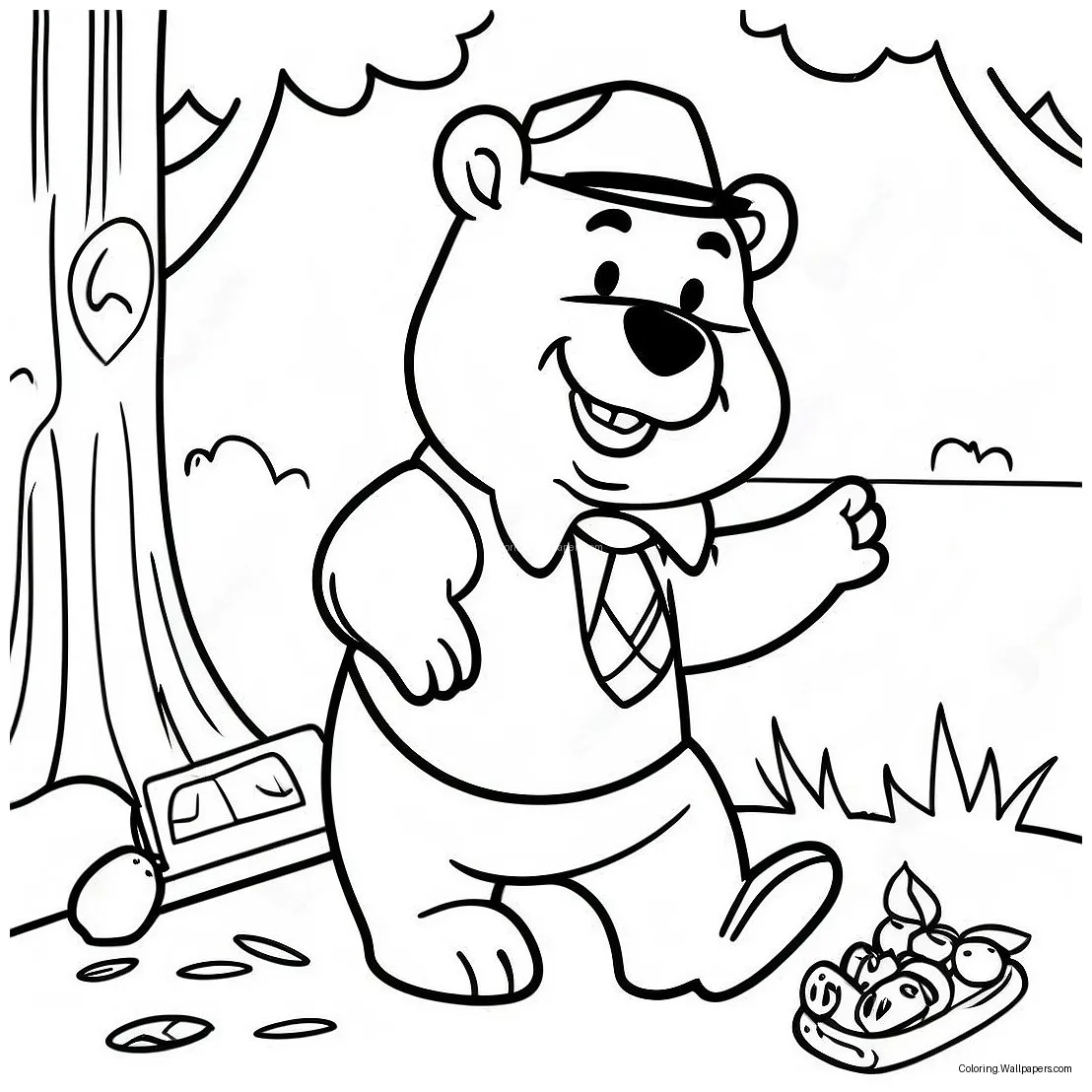 Yogi bear picnic coloring page 25083-19817