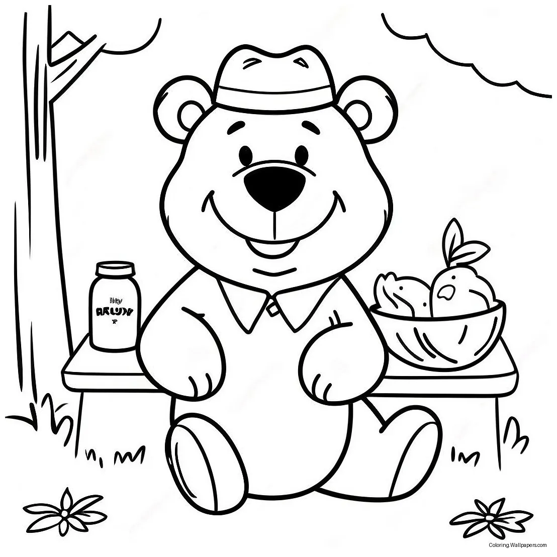 Yogi bear picnic coloring page 25083-19820