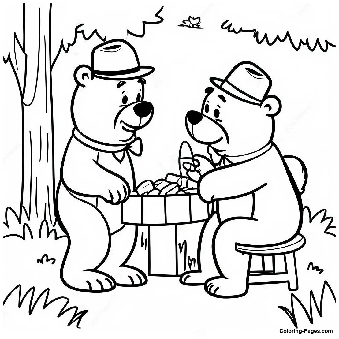 Yogi bear picnic scene coloring page coloring-pages