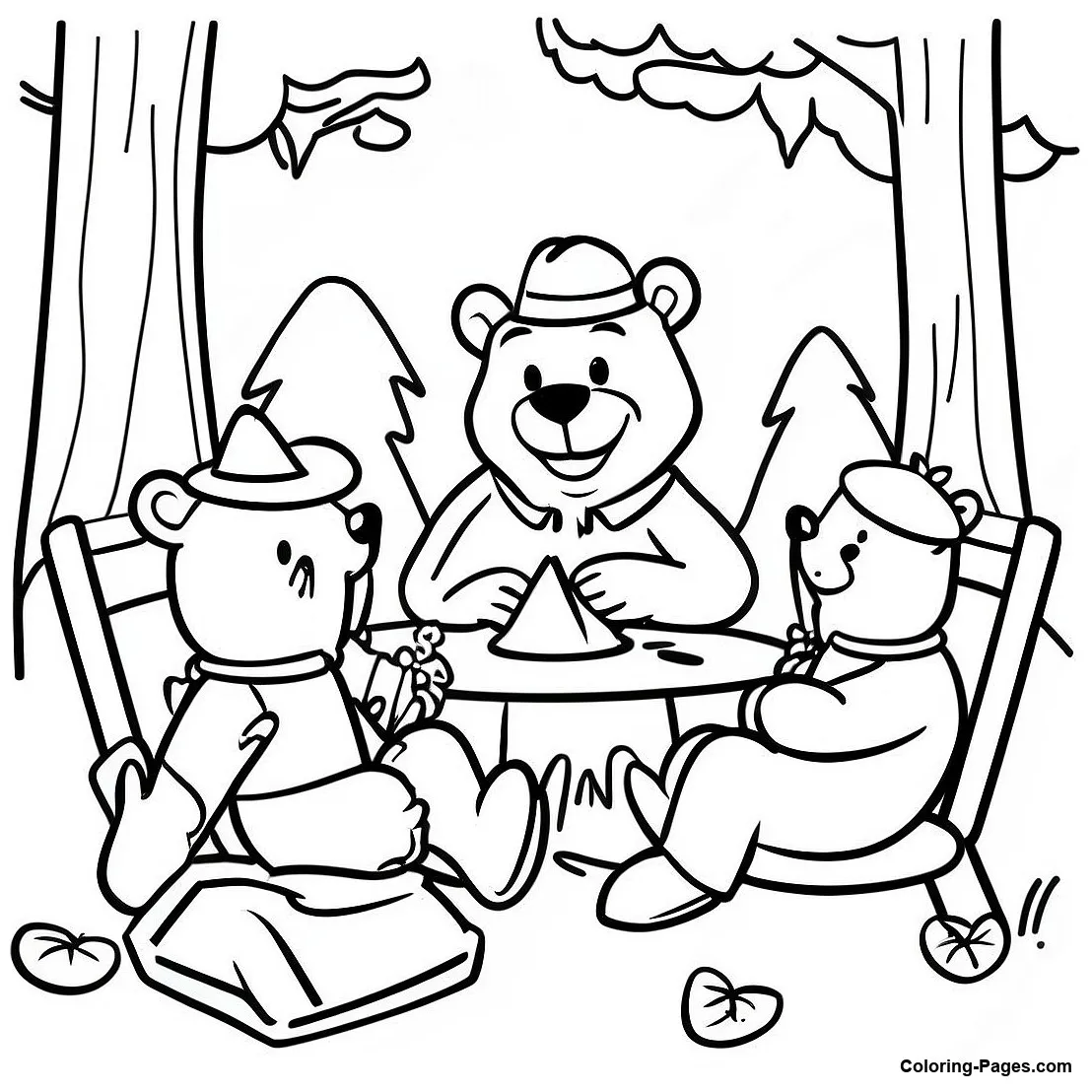 Yogi bear picnic scene coloring page coloring-pages