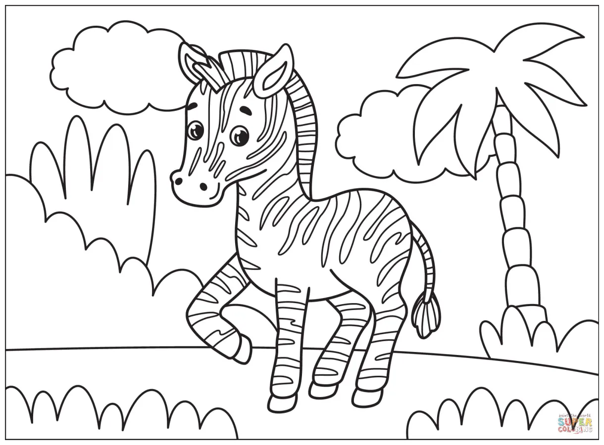 Zebra coloring book page coloring pages