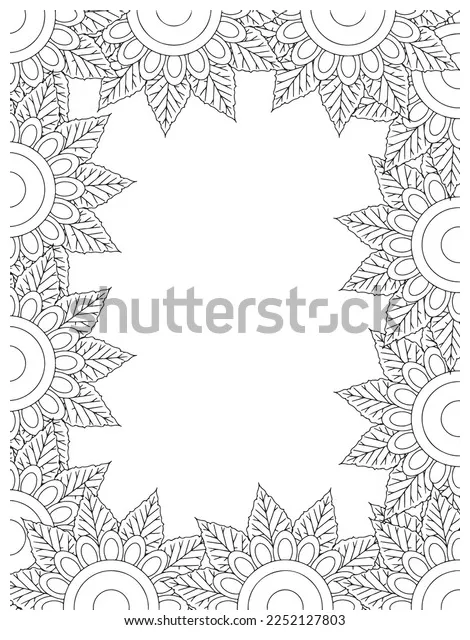 Zentangle doodle floral borders coloring page stock vector royalty