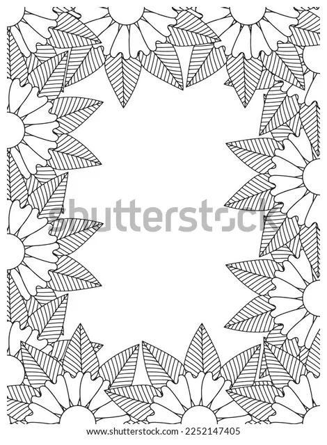 Zentangle doodle floral borders coloring page stock vector royalty