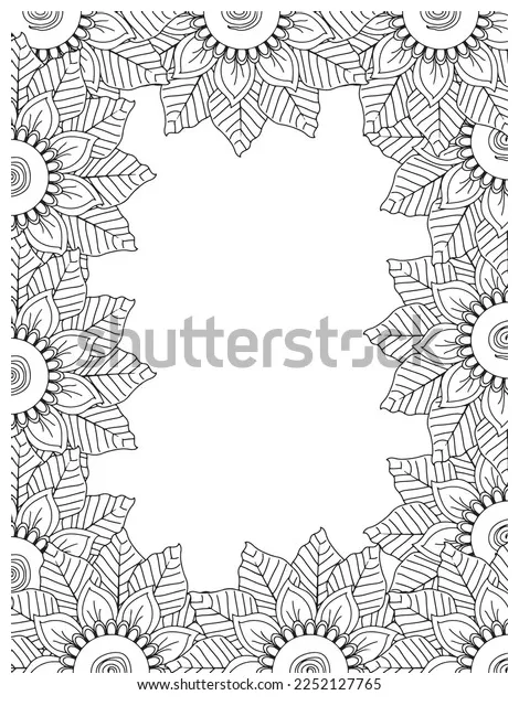 Zentangle doodle floral borders coloring page stock vector royalty