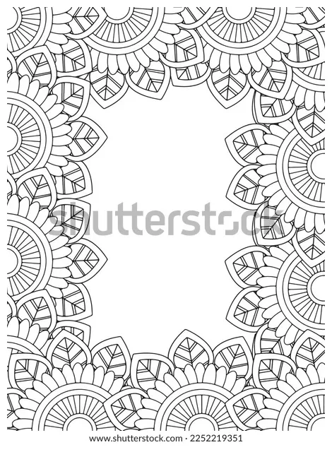 Zentangle doodle floral borders coloring page stock vector royalty