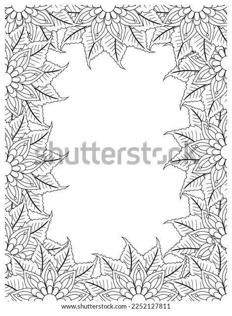Zentangle doodle floral borders coloring page stock vector royalty