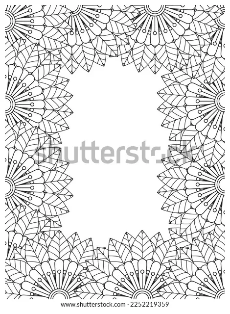 Zentangle doodle floral borders coloring page stock vector royalty