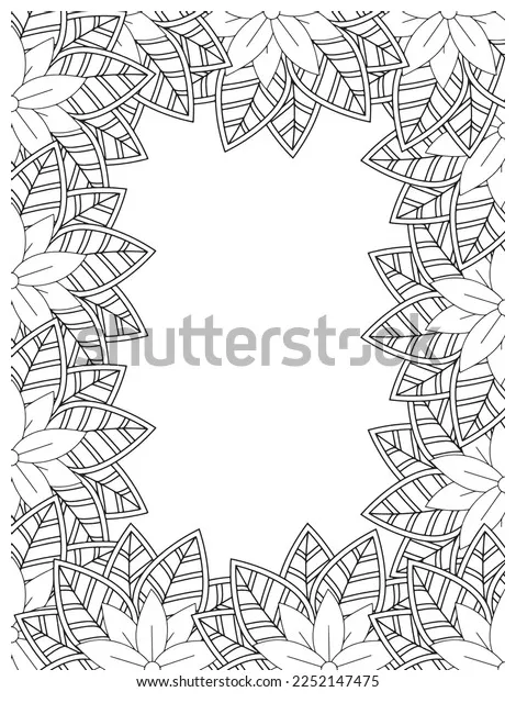 Zentangle Doodle Floral Borders Coloring Page Stock Vector (Royalty