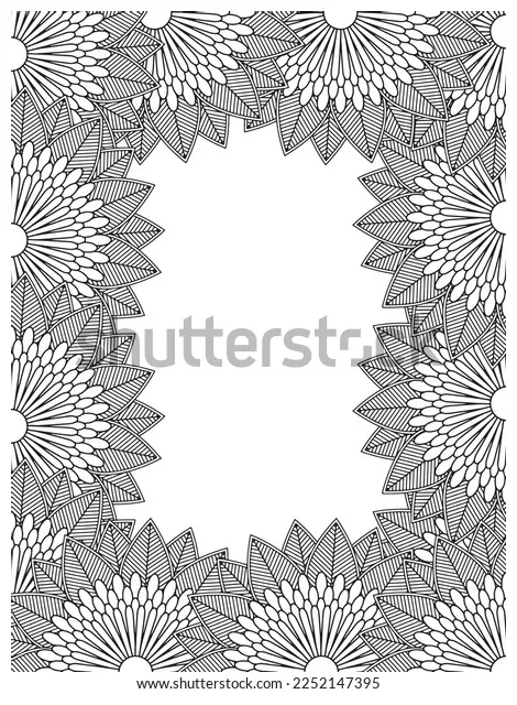 Zentangle doodle floral borders coloring page stock vector royalty