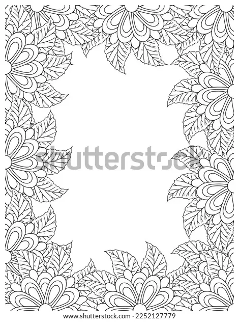 Zentangle doodle floral borders coloring page stock vector royalty printable coloring page